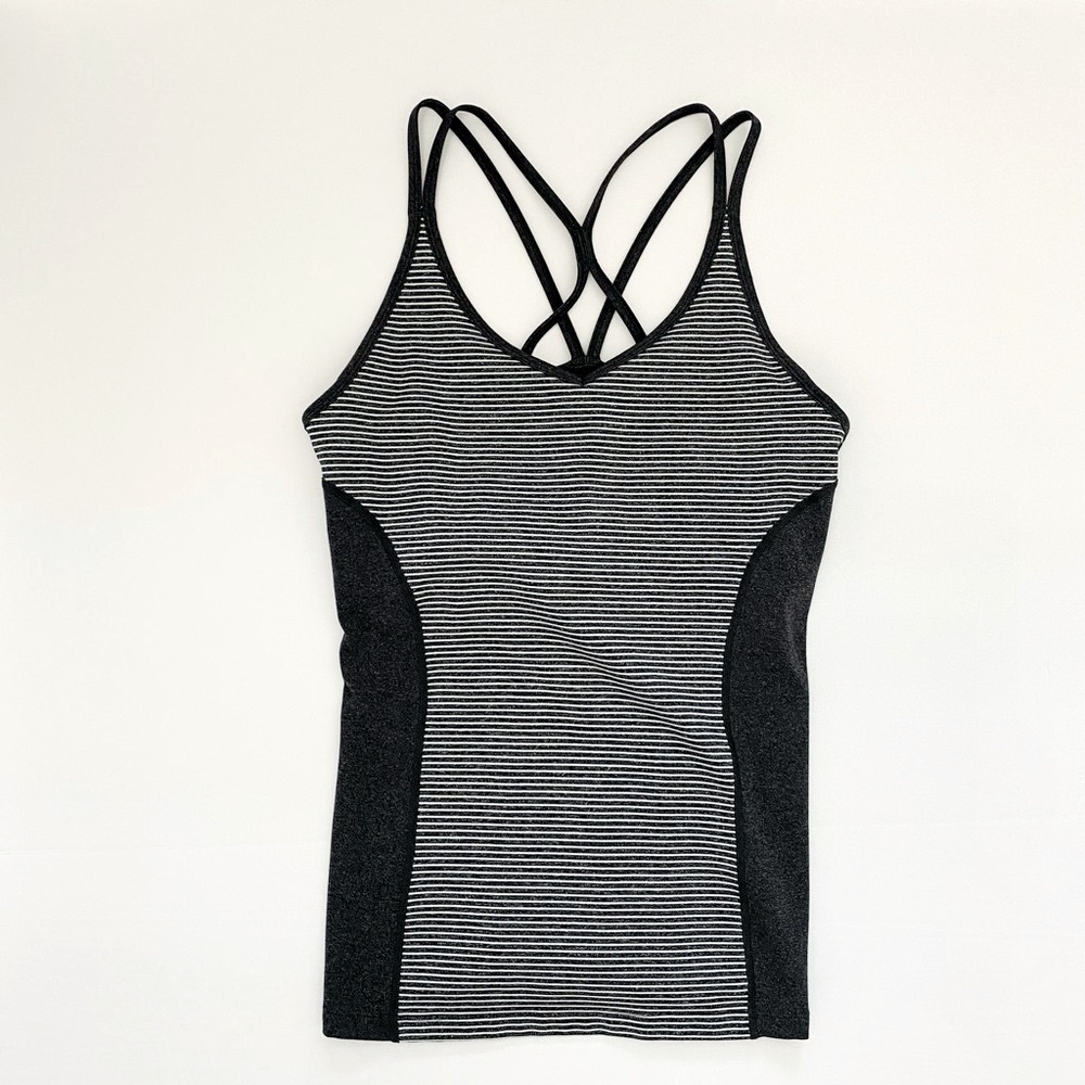 Tuff Athletics Striped Black and White Women's Tank Top, Size Medium - Picture 1 of 9